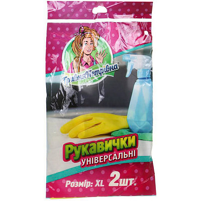 Перчатки бытовые универсальные Гривня Петрівна р.XL 1 пар/уп. желтые