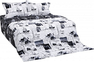 Комплект постельного белья Citylife 1,5 черный с белым La Nuit 