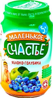 Пюре Маленькое счастье Яблуко-Голубіка 180 г 4813163001014