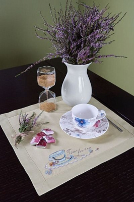 Комплект салфеток Эдельвика с бордюром «Time for tea» 342-17/00 30x40 см льняной 