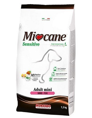 Корм сухий Morando MioCane Mini Sensitive (монопротеїновий) для собак малих порід, свинина 1,5 кг