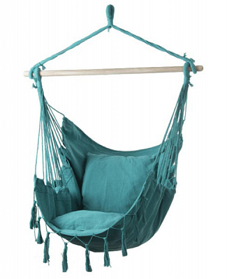 Кресло-гамак UP! (Underprice) с бахромой и подушками 130x100 см бирюзовый