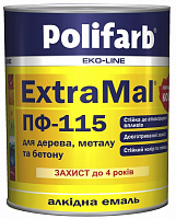 Емаль алкідна Polifarb ExtraMal ПФ-115 чорний глянець 0,9кг