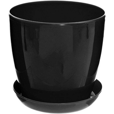 Горшок пластиковый Омела глянцевый круглый 2,2л черный 