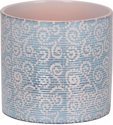 Кашпо керамічне Кашпо для квітів Denim, керамічне, 14 з принтом фігурний 1,52л сіро-блакитний