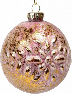 Шар новогодний в ассортименте 80 мм розовый с золотым EE21016