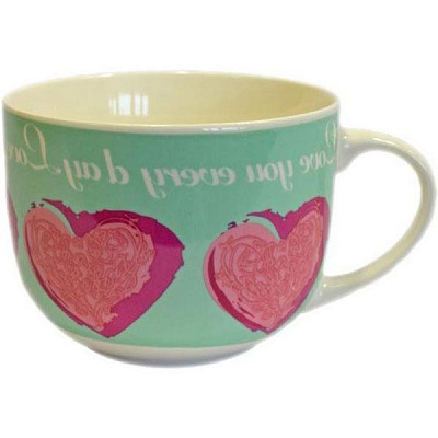 Чашка фарфоровая I love you голубая 520 мл