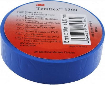 Изолента 3M 15 мм х 10 м х 0,13 мм голубая ПВХ