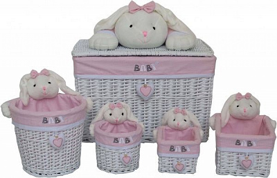 Корзина плетеная с текстилем Tony Bridge Basket детская 18x16x16 см JMN20-2TK-3 