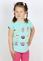 Футболка для девочек Sweet baby №0021/16094 р.116 бирюзовый с принтом 
