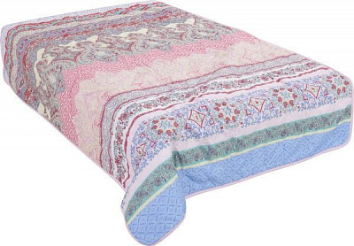 Покрывало стеганое Пэчворк 2409 140x215 см голубой/розовый 