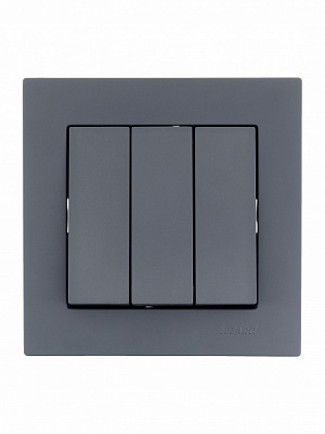 Вимикач триклавішний Lezard Vesna без підсвітки шефілд грей 742-3488-109