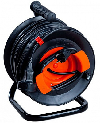 Подовжувач на котушці Леміра без заземлення 1 гн. чорний із червоним 50 м У16-03 2х2,5