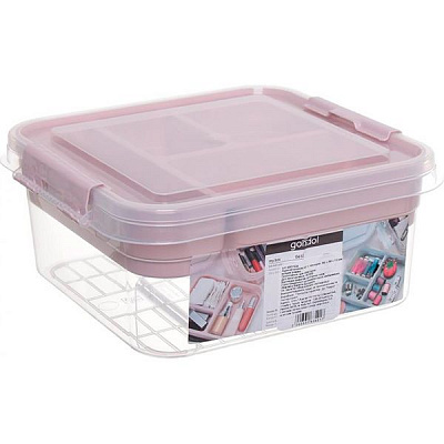 Ящик-органайзер для зберігання Gondol Plastic 4,5 л вкладка рожева 110x250x