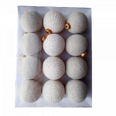 Игрушка на елку Котоновые шарики 12 шт. Mix cream light grey d80 мм 8 см 12 шт./уп. 