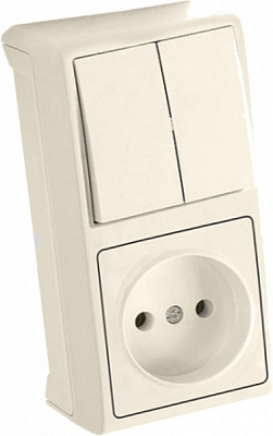 Вимикач кнопковий двоклавішний Viko Vera з підсвіткою кремовий 90681289