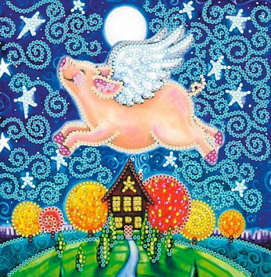 Набор для вышивания бисером Летающая свинка 150х150 мм Абрис Арт