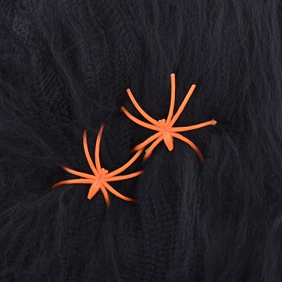 Декоративное изделие Паутина Хэллоуин 40 г с двумя паучками черная 973676 YES! Fun