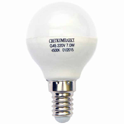 Лампа LED Светкомплект G45 A 7 Вт E14 холодный свет