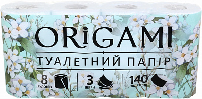 Туалетная бумага ORIGAMI трехслойная 8 шт.