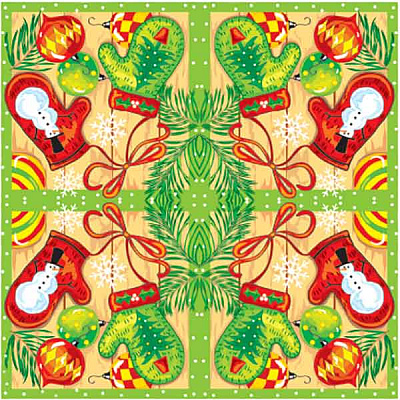 Салфетки столовые Luxy Новогодние перчатки 33х33 см 20 шт.