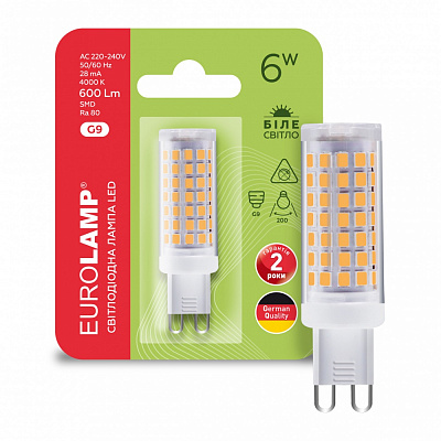 Лампа світлодіодна Eurolamp 6 Вт капсульна прозора G9 220 В LED-G9-0640(220)