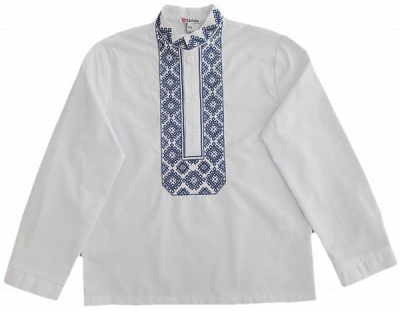 Вишиванка для хлопчиків Едельвіка 147-20/09 з синьою вишивкою р.152 білий