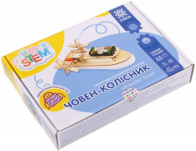 Конструктор дерев'яний Зірка Stem електромеханічний Човен-колісник 451015