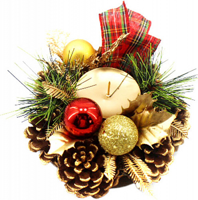 Подсвечник с шишками и листьями 15 см Meizhou Huafu Trading