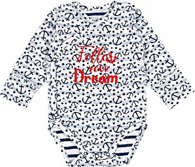 Боди детское Фламинго ясельное Якоря р.62 белый с синим 146-117-9 