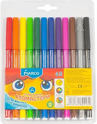 Фломастеры Super Washable 1690 - 12 Marco