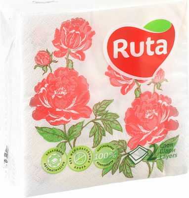 Салфетки столовые Ruta Флора 24х24 см белые 40 шт.