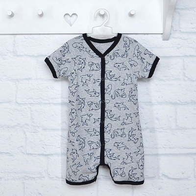 Песочник для мальчика Blanka Акулы р.68 серый 12638 