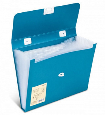 Портфель 72593 голубой 13 отделений А4 на замке Deli 