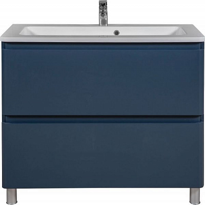 Тумба напольная Aqua Rodos Акцент синий мат с умывальником Альфа 100