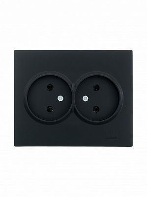 Розетка подвійна 2 без заземлення Lezard Vesna IP20 антрацит 742-4200-128B