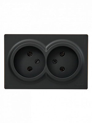 Розетка двойная бытовая без заземления Lezard LETO IP20 антрацит 752-4200-128B