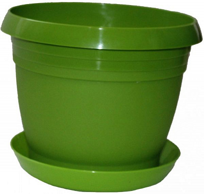 Горщик Оранжерея «Перлина» з підставкою круглий 1,8л оливковий