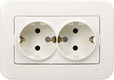 Розетка двойная с заземлением Viko Rollina без шторок без крышки крем 90421056