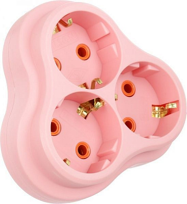 Тройник Nilson с заземлением 3 гн. розовый 40520101 