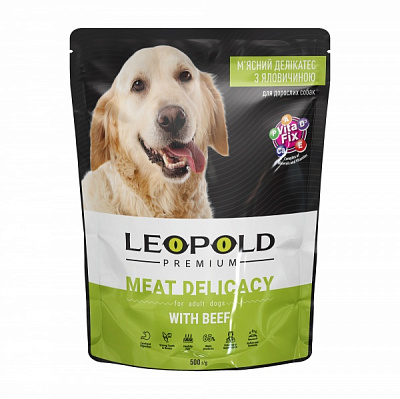 Корм влажный для всех пород Леопольд мясной деликатес с говядиной 500 г