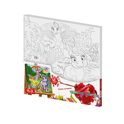 Набір для розпису на полотні Danko Toys Canvas Painting с.7 №1 єдинороги 31x31 см PX-07-01