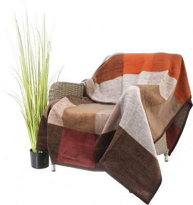 Плед Wohndecke Blocking 150x200 см коричневий/бордовий/сірий Billerbeck