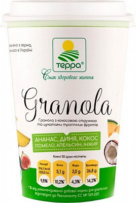 Гранола Терра с кокосовой стружкой и цукатами тропических фруктов 50 г 