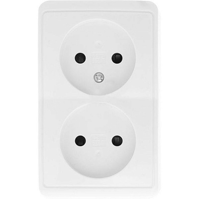 Розетка подвійна без заземлення HausMark Domo без шторок білий HSN-SCP.H3C20G2WTG-WH