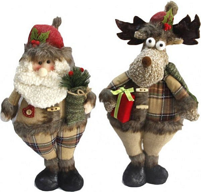 Декорация новогодняя Дед Мороз и лось кантри 43 см EPI-NC18-165-1-3 