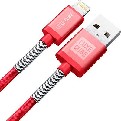 Кабель Luxe Cube 1 м красный (LIGHTNING TO USB SPRING RED) 