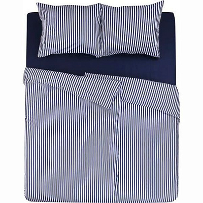 Комплект постільної білизни сімейний Underprice Смужка темно-синій з білим