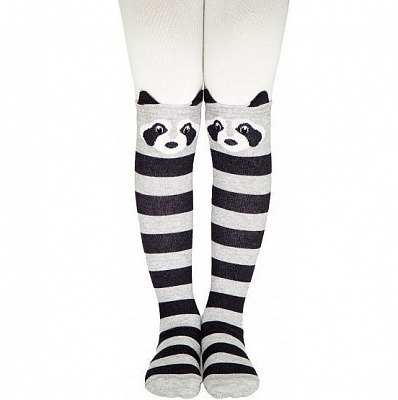 Колготки детские Conte-Kids TIP-TOP Єнотики 444 р.128-134 молочный/серый 