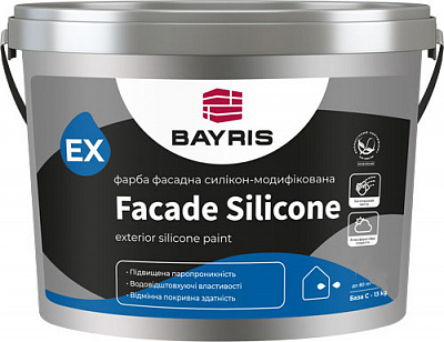 Краска фасадная cиликономодифицированная Bayris FACADE SILICONE База С мат белый 13кг 